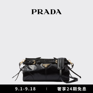 PRADA/普拉达女士小号牛皮革单肩包斜挎包 黑色