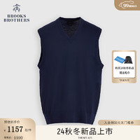 布克兄弟（BrooksBrothers）男士24早秋美利奴羊毛V领针织背心 4004-藏青色 XS