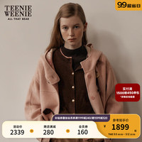 Teenie Weenie小熊毛呢大衣女2024绵羊毛双面穿牛角扣毛呢大衣女 浅粉色 165/M