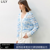 丽丽 LILY2024秋女装小香风重工珠片立体感设计感通勤收腰针织开衫 401蓝色 M