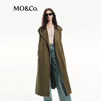 MO&Co.2024秋复古藤绿色毛边长款风衣外套(附腰带)MBD3COT003 藤绿色 S/160