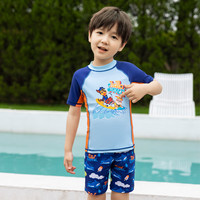 汪汪队立大功儿童泳衣男童游泳衣儿童分体游泳衣套装宝宝泳衣裤游泳装备 深蓝 120CM
