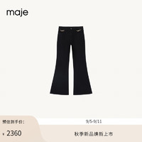 Maje2024秋季女装时尚黑色高腰喇叭裤牛仔裤长裤MFPJE00671 黑色 T34