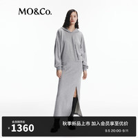 MO&Co.2024秋连帽落肩前开叉宽松长款休闲连衣裙MBD3DRST15 中花灰色 XS/155