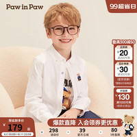 PawinPaw卡通小熊童装2024年秋季男童衬衫长袖学院风儿童上衣 象牙白/39 130cm