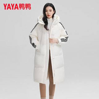 鸭鸭（YAYA）羽绒服女中长款2024年冬季时尚休闲连帽防风加厚保暖外套XB 白色 165/88A(L)