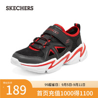 斯凯奇（Skechers）运动鞋子撞色闪电休闲鞋子403614L 黑色/绿色/红色/BGRD 31码