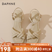 达芙妮（DAPHNE）达芙妮凉鞋女外穿2024夏季低粗跟法式气质配裙子一字带凉鞋JL 黄色 35