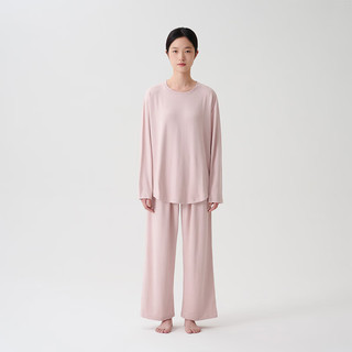 无印良品（MUJI）女式 柔软针织 家居睡衣套装 女士家居服女款秋冬  FD21CC4A 烟熏粉色 L/XL 上装170/92A,下装170/74A