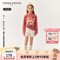 Teenie Weenie Kids小熊童装24秋季女童罗纹圆领宽松印花T恤 红色 160cm