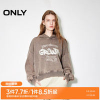ONLY2024秋季时尚做旧水洗宽松连帽字母卫衣女|12439S002 E11 岩石灰绿色 160/80A/S