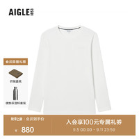 AIGLE 艾高 长袖T恤2024年春夏男士DFT速干凉爽排汗户外防晒 粉白色 AW082 XL(185/100A)