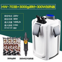 森森(SUNSUN)缸外过滤器鱼缸过滤桶 水族箱外置草缸过滤系统 养鱼外置过滤设备 HW-703B+3千克滤材+300W加热器+晶纯盐