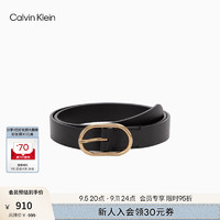 Calvin Klein Jeans24秋季女士复古ck金色环形针扣式牛皮腰带4K7001G UB1-太空黑 85cm