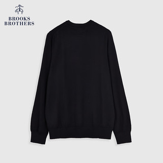 布克兄弟（BrooksBrothers）男士24早秋绵羊毛刺绣logo针织毛衣 0004-黑色 L