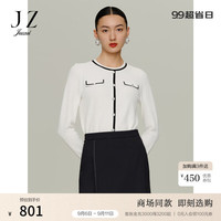 玖姿（JUZUI）优雅小香风百搭套头毛衫女2024秋季JWDQ31014 花纯白 M