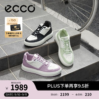 ecco 爱步 板鞋女 24年夏季休闲潮流拼色厚底板鞋 街头ACE系列856823 黑色/灰白色85682350020 35