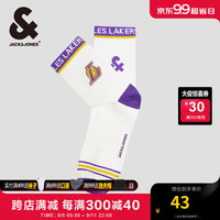 杰克·琼斯（JACK&JONES）秋季NBA联名系列湖人队舒适棉质运动中高筒长袜男款22431Q020 本白色A06 L