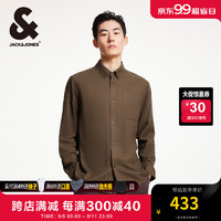 杰克·琼斯（JACK&JONES）冬季时尚通勤日常衬衣百搭直筒口袋纯色长袖衬衫男224405001 E08石板黑 165/88A/XS