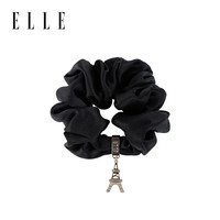 ELLE【100%桑蚕丝】发圈大肠圈女生优雅高马尾头绳高级感 经典黑