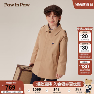 Paw in Paw PawinPaw卡通小熊童装2024年秋冬男童风衣复古风外套简约大方 Beige米色/35 160cm