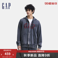 Gap男女装2024秋季字母logo做旧连帽卫衣复古休闲外套638136 深蓝色 165/88A(S) 亚洲尺码