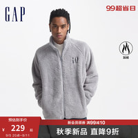 Gap男女装2024秋季新款抱抱绒字母logo抓绒立领外套休闲上衣609070