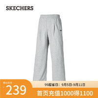 斯凯奇（Skechers）2024男女针织长裤运动休闲宽松P424M093 花纹灰色/01UV M