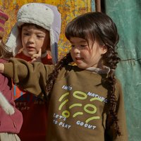 papa爬爬冬季亲子装男女童一家三口粒粒绒保暖休闲卫衣 橄榄绿-卫衣 90cm