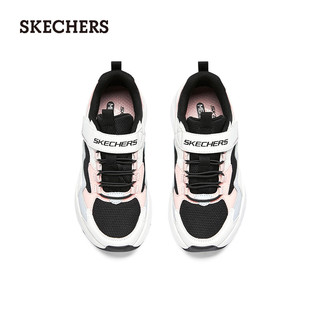 斯凯奇（Skechers）魔术贴老爹鞋网布透气舒适319007L 白色/黑色/粉红色/WBPK 27.5码