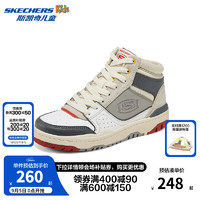 Skechers斯凯奇儿童春秋低帮休闲复古板鞋男童厚底轻便防滑运动鞋406155L 白色/红色/WRD 41码