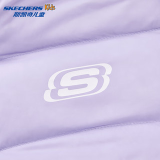 Skechers斯凯奇小暖宝羽绒服男女童轻薄秋冬季儿童连帽外套L424K061 薰衣草紫/00KC 160cm