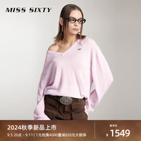 MISS SIXTY2024秋季山羊绒针织衫女气质V领毛衣上衣软糯慵懒 浅紫 S