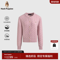 Hush Puppies女装秋季时尚软糯保暖精致羊毛开衫 淡雅粉 L