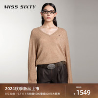 MISS SIXTY2024秋季山羊绒针织衫女气质V领毛衣上衣软糯慵懒 卡其 XS