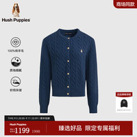 Hush Puppies女装秋季时尚软糯保暖精致羊毛开衫 靛蓝色 XL