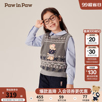 PawinPaw卡通小熊童装2024年秋冬女童毛织马甲 Grey灰色/15 120cm