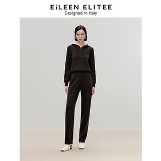 朗姿欧洲EiLEEN ELITEE2024年冬季羊毛气质香蕉型针织休闲裤 深咖色 2XL