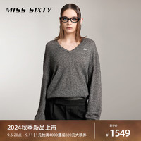 MISS SIXTY2024秋季山羊绒针织衫女气质V领毛衣上衣软糯慵懒 深花灰 S