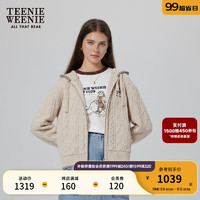 Teenie Weenie小熊连帽毛针织开衫女2024秋冬女毛衫通勤外套 灰色 165/M