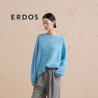 ERDOS 24秋冬圆领宽松慵懒风时尚百搭简约女套衫羊绒衫 坦桑尼亚蓝 175/92A/XL