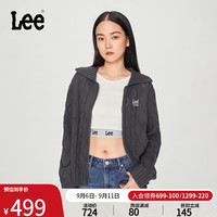 李 Lee24秋冬舒适版双拉链绞花纹深灰色女针织毛衣LWT008923CUB 深灰色 M