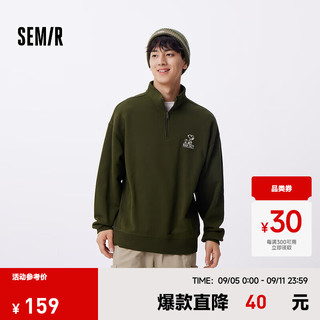 森马（Semir）史努比系列卫衣男2024秋季oversize复古装 橄榄绿40822 165/84A/S