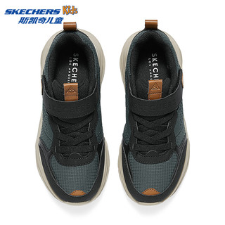 Skechers斯凯奇儿童复古潮流慢跑鞋男童春秋款时尚休闲轻便跑步鞋406146L 黑色/炭灰色/BKCC 27.5码