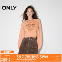 ONLY2024秋季时尚百搭做旧水洗圆领短款纯棉卫衣女|12439S028 D13 铜橙色 165/84A/M