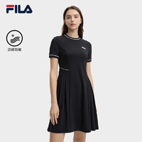 FILA 斐乐 x蓬皮杜中心系列女子针织连衣裙2024秋季休闲短袖收腰裙子