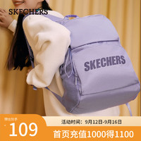 SKECHERS 斯凯奇 双肩包男女红色背包时尚大容量休闲运动旅行配饰L320U196 薰衣草紫/00KC