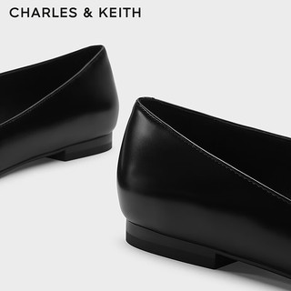 CHARLES&KEITH24冬季CK1-70900543气质方头平底芭蕾舞鞋单鞋 Black Box黑色 35