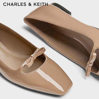 CHARLES&KEITH24冬季CK1-70900543气质方头平底芭蕾舞鞋单鞋 CARAMEL焦糖色 39