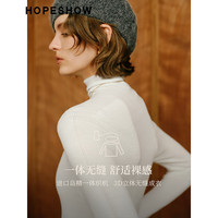 红袖扬子纱针织衫冬季2024女装100%绵羊毛无缝一体半高领内搭上衣 本白001 L